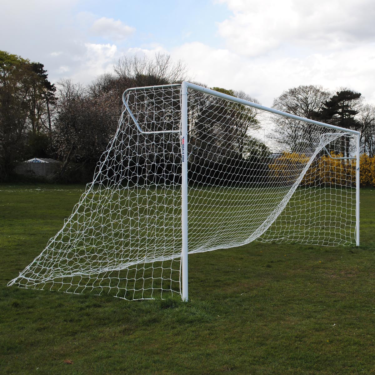 Senior Heavy Duty 24x8 Football Goal Package: 11-A-Side Socketed Steel