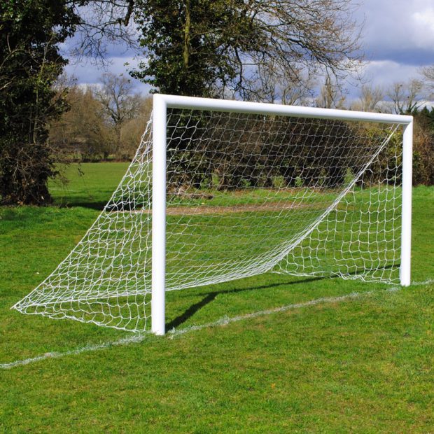 12x6 Standard Quick Release Football 7v7 Goals Package: Mini Soccer Socketed Aluminium